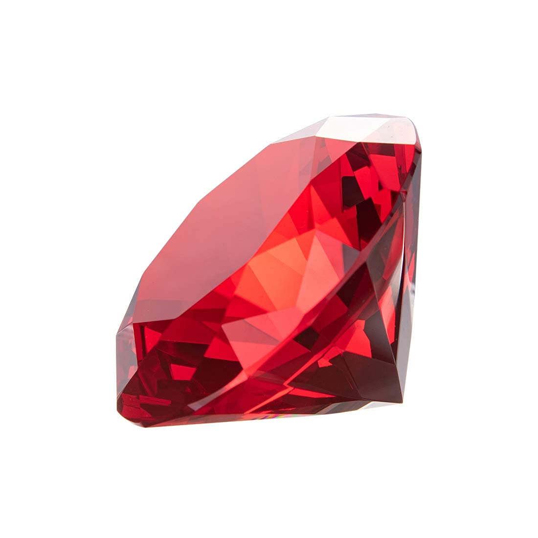 LONGWIN 80mm(3.1 inch) Crystal Diamond Paperweight Ornament Home Venue Decorations Solid Color Red