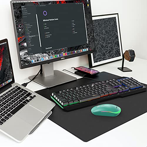 Rgb Wireless Mouse, Wisfox 2.4G Rechargeable Silent Wireless Bluetooth Mouse, 3 Modes (Bluetooth 5.0/3.0 + Usb), Led Ergonomic Mouse For Laptop Desktop Windows Mac Ipad (Coral Blue) #TOP6