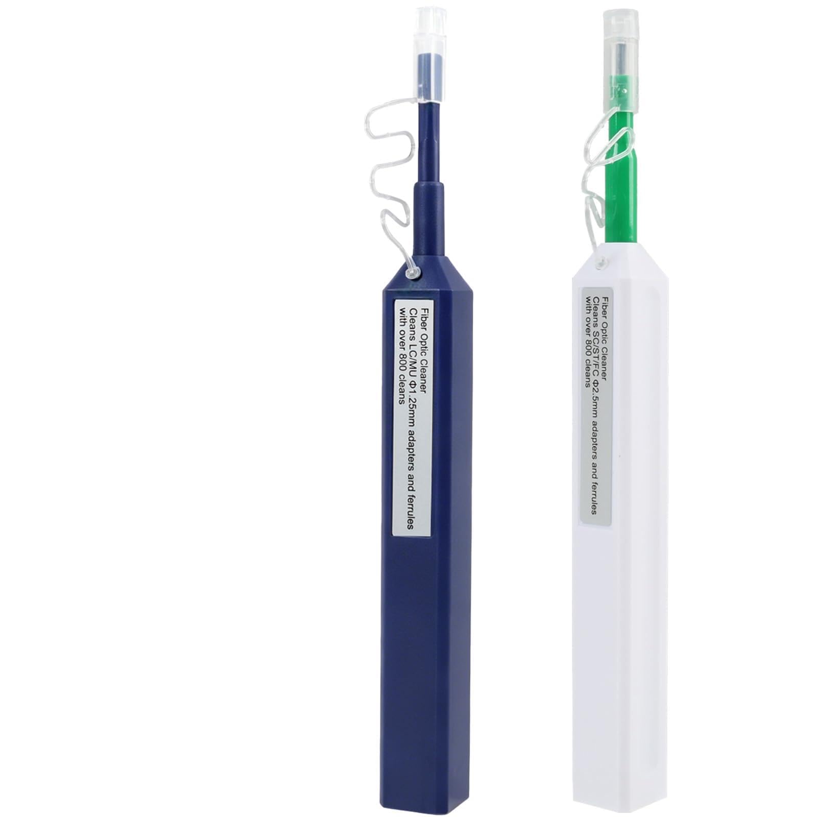 2 Piezas Limpiador de Fibra Optica, Fiber Optic Cleaning Pen,Fibra Optica 1.25 mm LC/MU y 2.5 mm SC/ST/FC, Herramientas de Fibra Óptica,Más de 800 Usos, Operación de un clicks, Limpiador de Cable de F