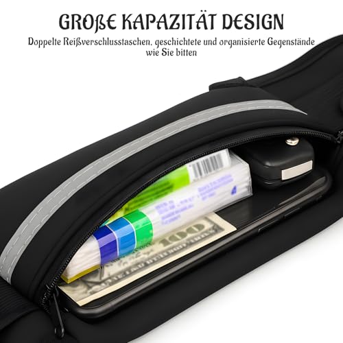 Laufgürtel mit Handyfach – Laufgürtel Handy – wasserdichte Handytasche für Damen & Herren – Running Belt mit Verstellbarem Gurt – Lauftasche als Jogging Zubehör