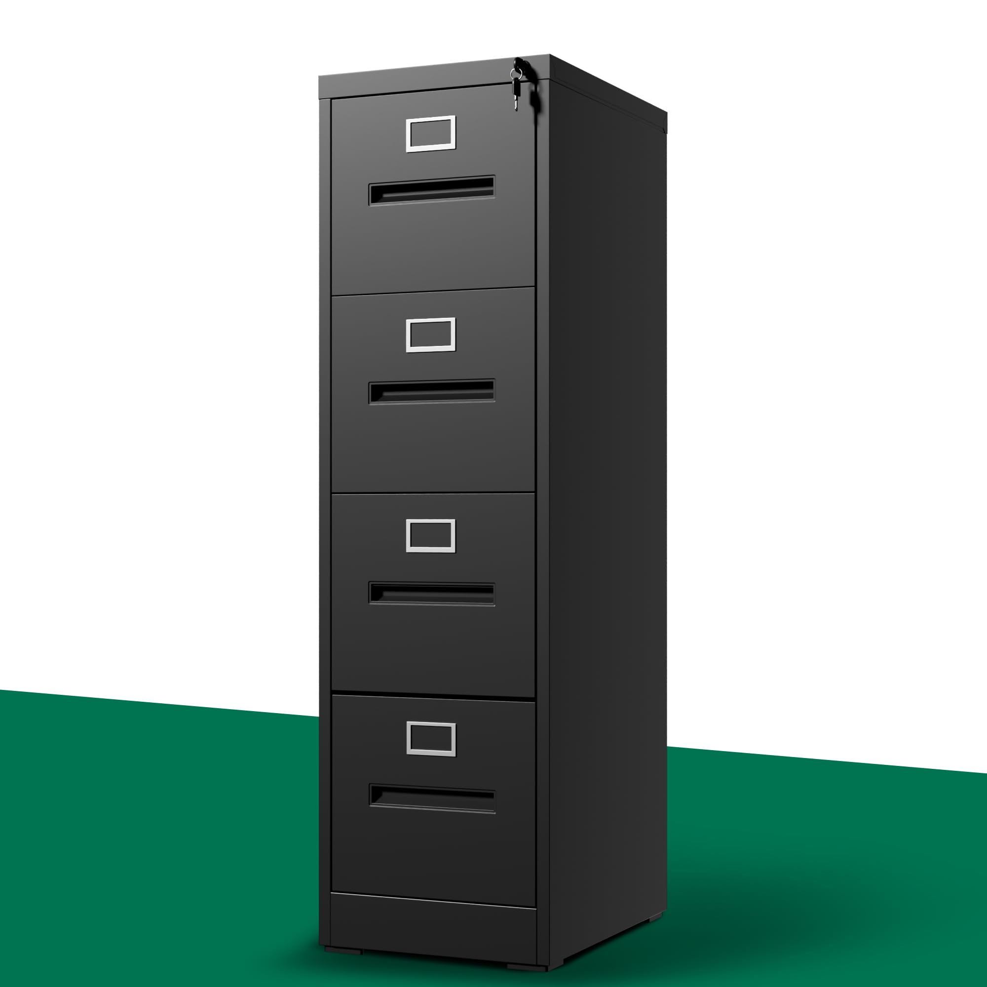 Yukimo 4 Drawer File Cabinet, Vertical File Cabinet with Lock, Metal Locking Filing Storage Cabinet for Home Office, Hanging Files for A4/ Legal/