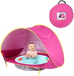 BARRACA INFANTIL PARA PRAIA COM PISCINA INTEGRADA E PROTEÇÃO UV