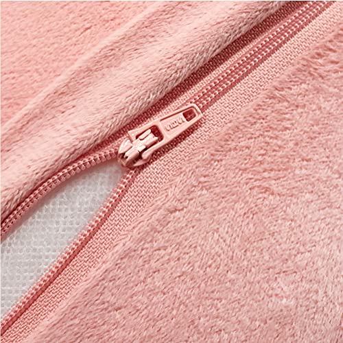 Nordeco Home Luxury Soft Faux Fur Fleece Cushion Cover Pillowcase Decorative Throw Pillows Covers, No Pillow Insert, 18" X 18" Inch, Pink, 2 Pack #TOP4