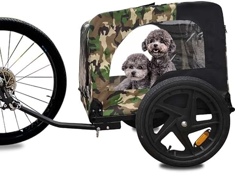 HomVent Dog Bike Trailer - Folding Pet Carrier Wagon with 16 Inch Wheels for Small and Large Dogs