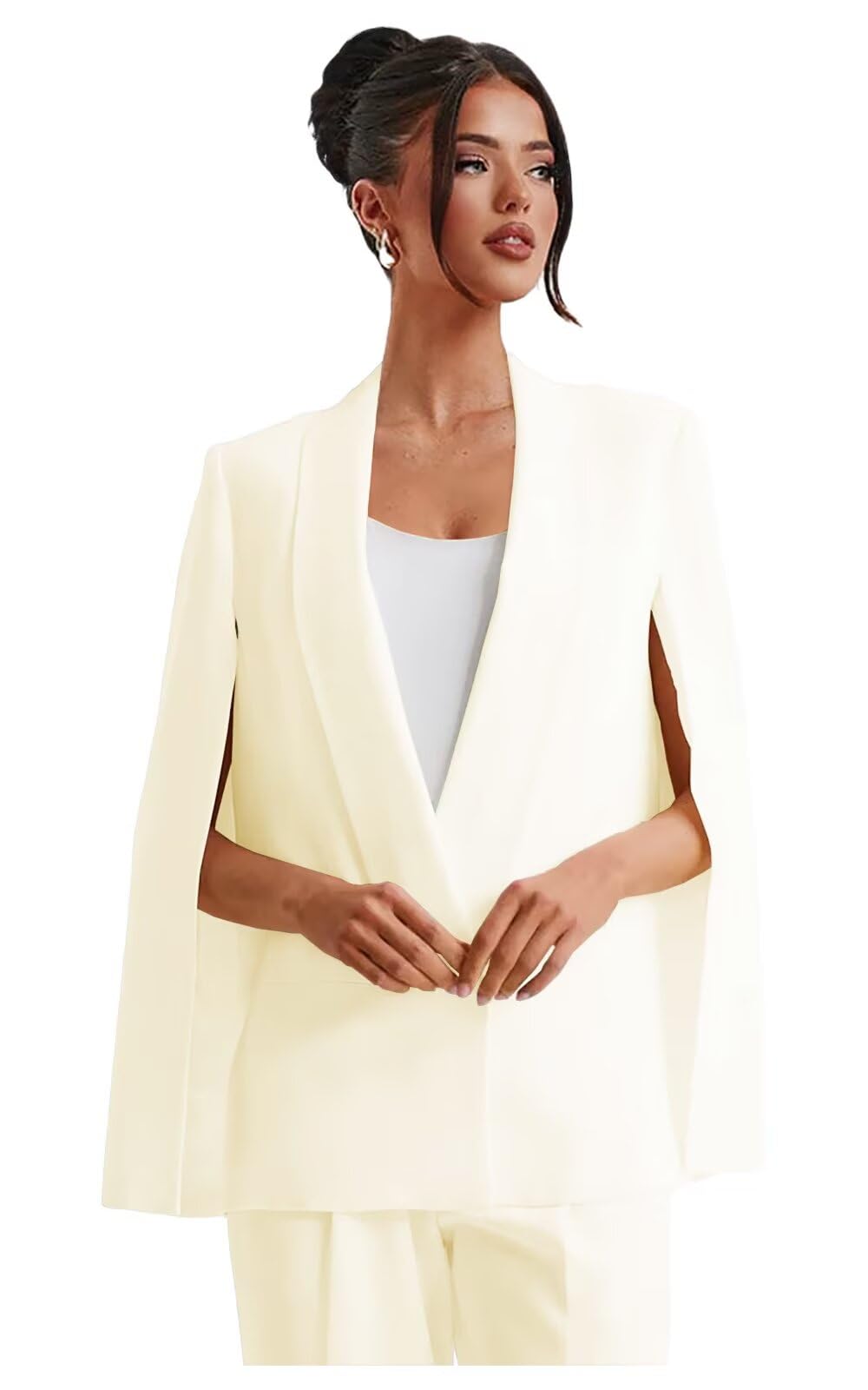 Formal Pant Suits for Women Dressy Split Sleeve Open Front Suits for Women Wide Leg Shawl Lapel Womens