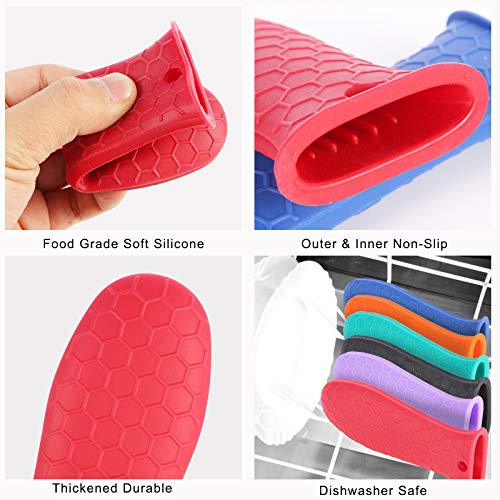 10 Pcs Non-Slip Silicone Hot Handle Holder & Assist Grips, Potholder for Cast Iron Skillets, Heat Resistant Handle Cover Sleeve for Frying Pans, Casserole, Cookware Handles
