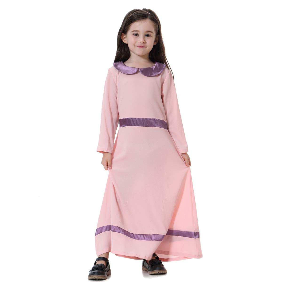 BaronHong Moslemiczny islamski arabska dziewczynka Abaya długi pasek na ubrania Thobe w zestawie, Rosa, 100 cm