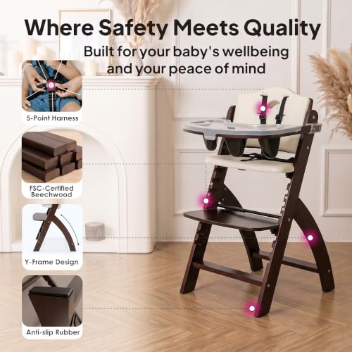 Image of Abiie Beyond Junior Convertible Wooden High Chair with Removable Tray