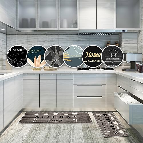 Kitchen Rugs Runner Set of 2 Anti Fatigue Kitchen Floor Mat for Home Decoration Office Waterproof Non Slip Kitchen Rug Set Comfort Standing Mats (Kitchenware-B, 40x60+40x120cm) - Image 3