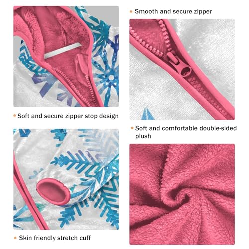 OTVEE Winter Blue Snowflake Kids Hoodie Jacket Fall Spring Full Zip Warm Outwear Coat3