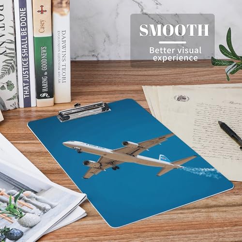 Porte-bloc bleu classique imprimé avion format A4 en plastique résistant