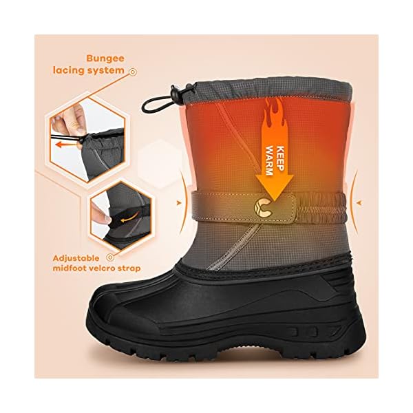 Crova Kids Snow Boots Boys Girls Womens Winter Warm Waterproof Outdoor Anti-Slip Fur Lined Resistant Cold Weather Shoes (Little Kid/Big Kid) - Image 4