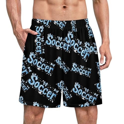 Soccer Men's Pajama Bottoms Lounge Pj Shorts Stretch Sleep Shorts for Home Vacation Beach