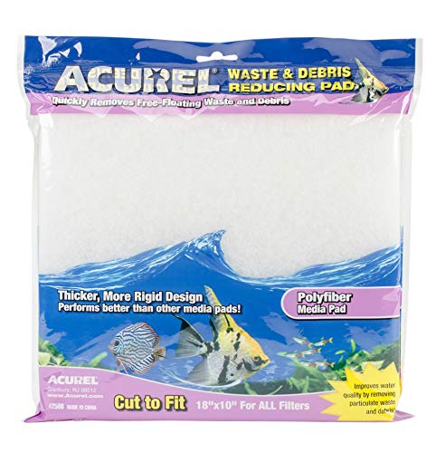 Acurel 3 Pack of Waste and Debris Reducing Media Pad, 18 by 10 Inch, Polyfiber Media Pad for All Aquarium Filters