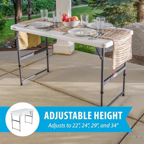 Lifetime 4-Foot Fold-in-Half Height Adjustable Table, Portable for Versatile Indoor or Outdoor Use by LIFETIME - Image 3