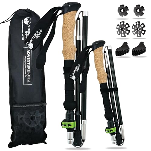 Wanderstöcke faltbar Aluminium mit Korkgriff I Nordic Walking...