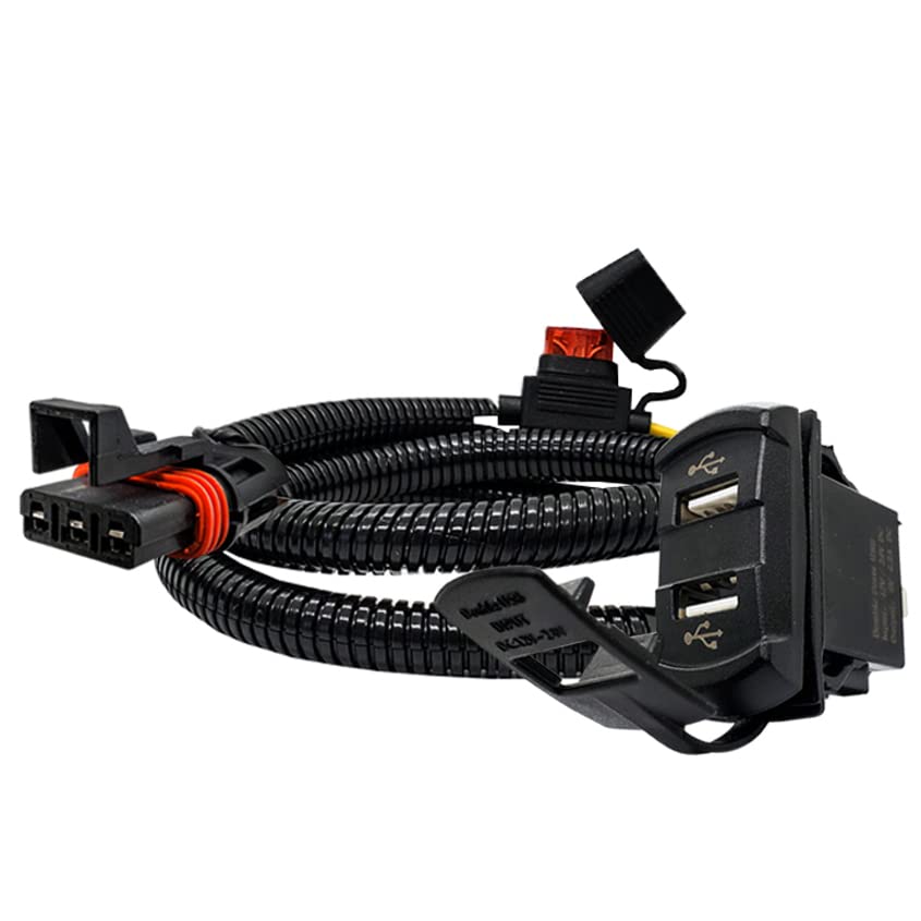 Miniatura 8 de OZ-USA Enchufe de barra bus de alimentación con cargador de puerto USB dual compatible con Polaris RZR Pro Ranger Crew XP (rectángulo + voltímetro)