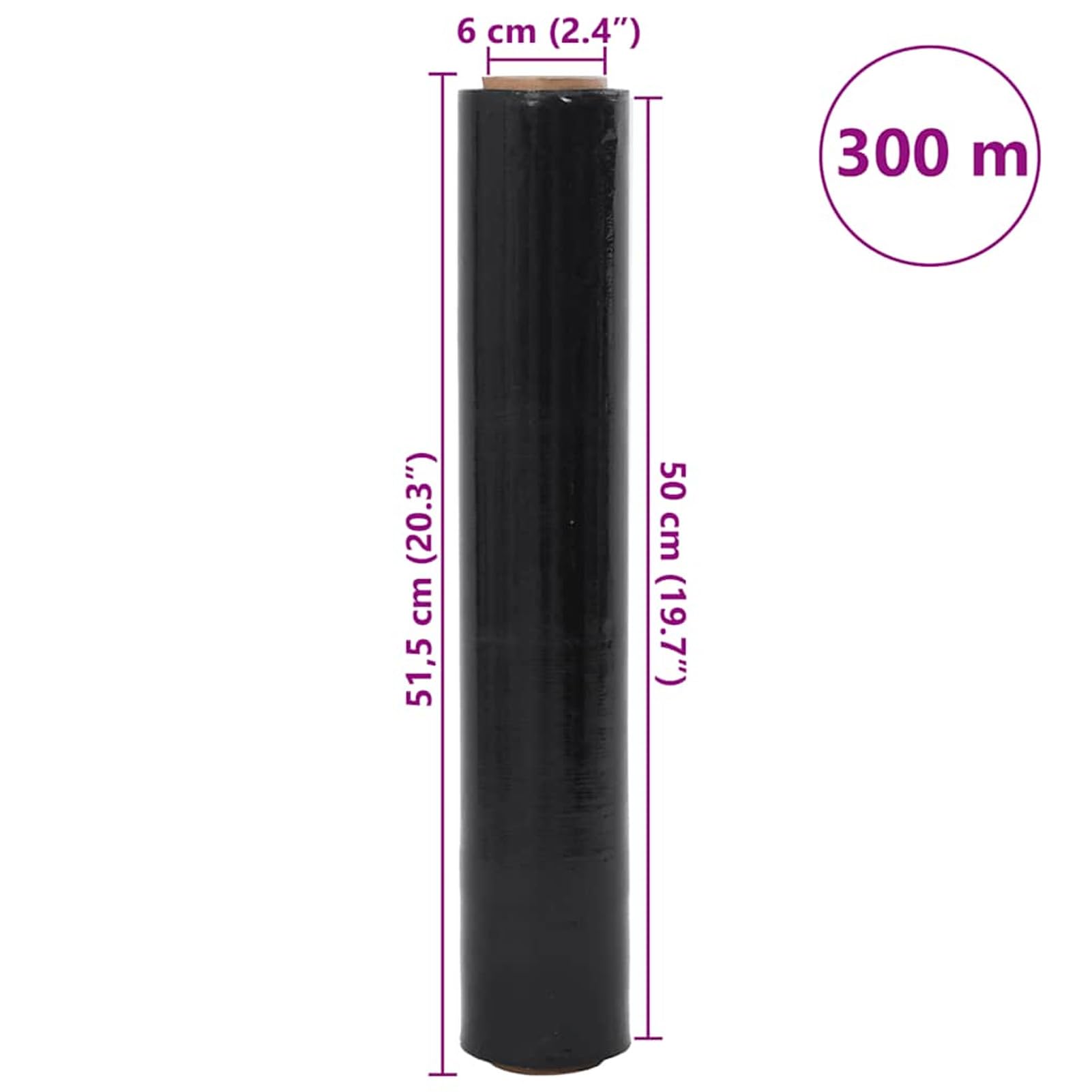Film Estensibile 6 pz Nero 23 μm 50 cm x 300 m,Pellicole Estensibili per Imballaggio,Film Estensibile-4104881