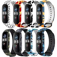 8-Pack Sport Band Compatible with Amazfit Band 5/ Mi Band 5/ Mi Band 6 Bands for Women, Soft Silicone Floral Fadeless Strap Bands for Amazfit Band 5 Fitness Tracker