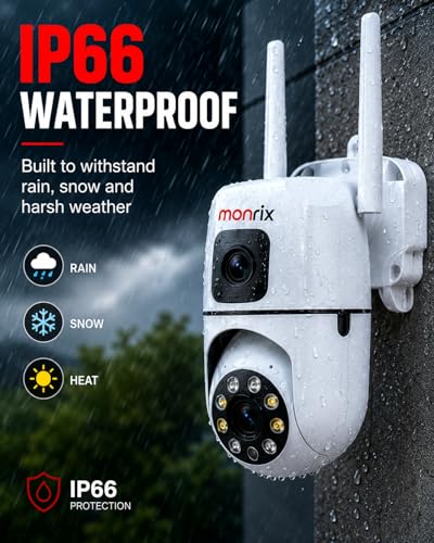 Image of Dual Lens 3MP+3MP WiFi Security Camera 360 Pan Tilt HD Surveillance Camera with Night Vision, Motion Detection, Two-Way Audio & Mobile App Control