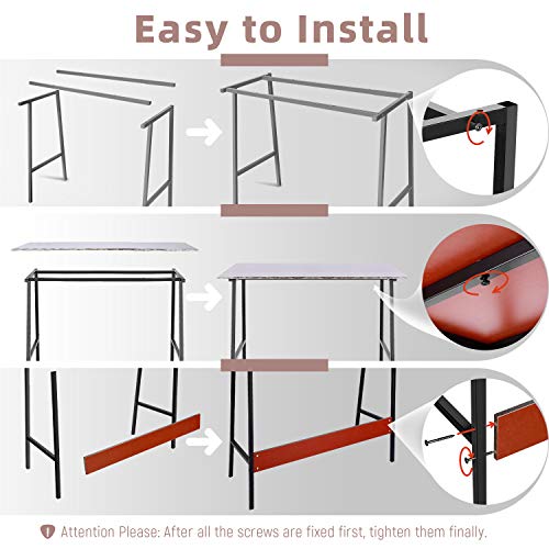 Viewee Laptop Study Table 39" Computer Writing Desk, Home Office Desk with Wood Block Support, Trapezoidal Structure Modern Student Desk, Brown (Gift: Table Edge Protectors)