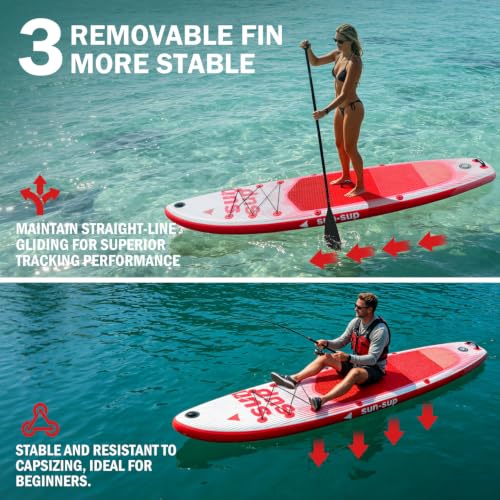 Image of Inflatable Stand Up Paddle Board Extra Wide SUP Board with Removable Fin with Premium SUP Paddle Board Accessories, Wide Stable Design, Non-Slip Comfort Deck for Youth & Adults
