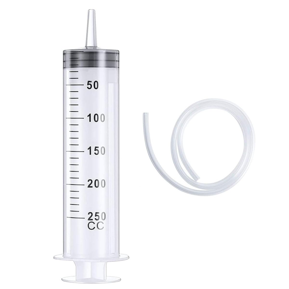 EGEN Plastic Syringe, Individually Sealed with Cap, Measurement, for Scientific Labs, Measuring Liquids, Feeding Pets, Oil or Glue Applicator (250ML)