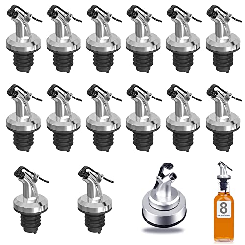 GZkedu 15 Pcs Bec Verseur Huile, Bouchon Huile D'olive Verseur avec Clapet Bouteille Bouchon verseur, pour Vin, Huile, Sirop, Vinaigre, Cocktail, Jus Cover