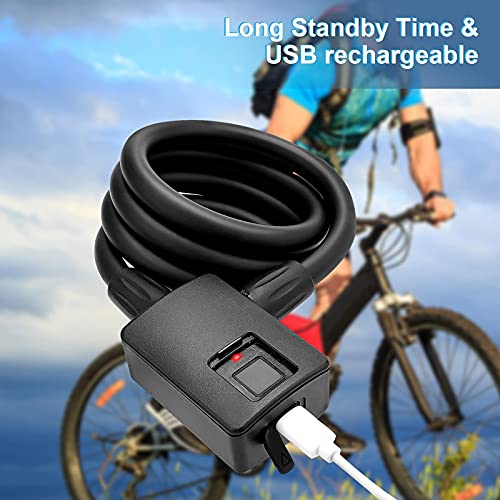 Bluetooth Bike Fingerprint Padlock Lock Cable With App Open,Remote, Waterproof 1M Anti-Theft Unlock Record Heavy Duty Bicycle Combination Lock For Outdoor Bicycle, Mountain Bike, Motorcycles, Scooters #TOP6