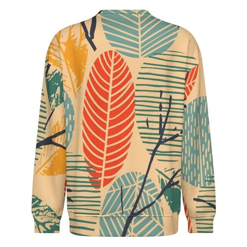 MoBlinko Sweaters for Men Abstract Autumn Leaves Mens Crewneck Sweater 2XL Long Sleeve Lightweight Pullover3