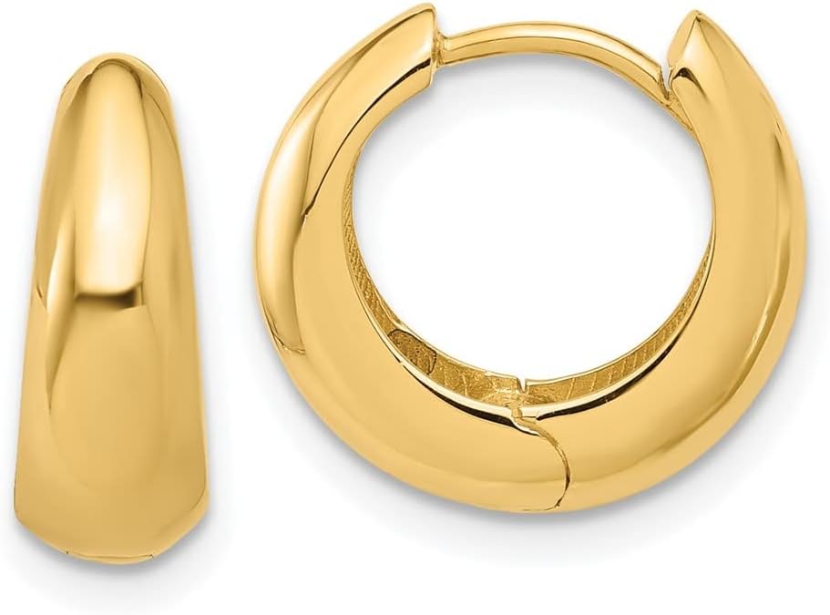 Diamond2Deal 14k Yellow Gold Polished Hinged Huggie Hoop Earrings (Length 0.39 in, Width 0.46 in)