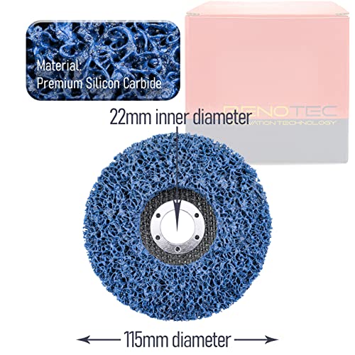 Renotec 5 Pack Easy Strip Discs Stripping Wheel Clean And Remove Paint Stripper Wheels, Rust And Oxidation 4-1/2" X 7/8" Fit Angle Grinder (Blue) #TOP3