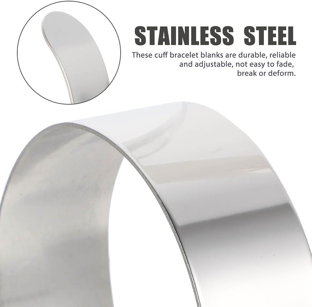 DOITOOL 8 Pieces Stainless Steel Bracelet Blanks DIY Adjustable Cuff Bangle Bracelet Blanks for DIY Jewelry Making Customizing Bangle, 0.78" Wide (Sliver) - Image 7