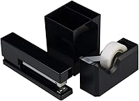 Vista 8 de JAM PAPER Trío de escritorio - Oro, grapadora, dispensador de cinta y soporte para bolígrafo, paquete de 3