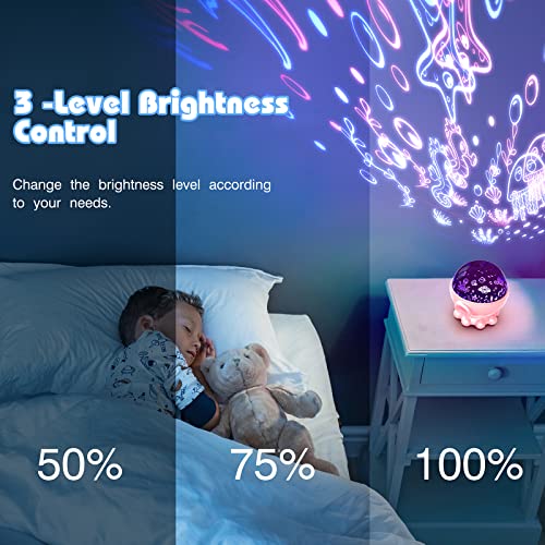 Night Light Projector,Ocean Star Night Light For Kids Room,Dinosaur Toys With 360° Rotation,Remote And Timer,3 Projection Films,17 Light Modes,9 Lullaby Songs,Birthday Christmas Gifts Kids Toys-Pink #TOP5