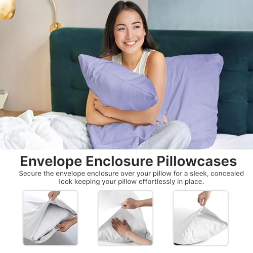 Extra Deep Full Sheet Set - 6 Piece Breathable & Cooling Sheets - Hotel Luxury Bed Sheets Set - Easy & Secure Fit - Soft, Wrinkle Free & Comfy Sheets Set - Lavender Sheet Set w/Extra Deep Pockets - 8