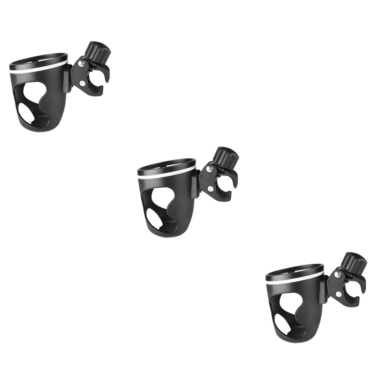Yardwe 3 Pezzi Portabicchiere Girevole per Passeggino con Morsetti Flessibili e Protezione Antiscivolo per Bottiglie Supporto Multiuso per Bicicletta Scooter e Carrelli Nero