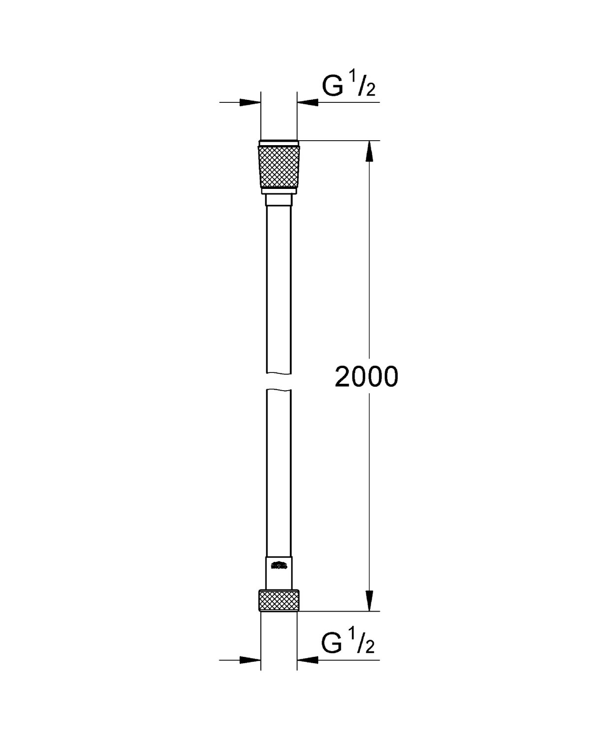 GROHE Silverflex - Brauseschlauch (glatte, reinigungsfreundliche Oberfläche, knickfest, 2000 mm), chrom, 27137000
