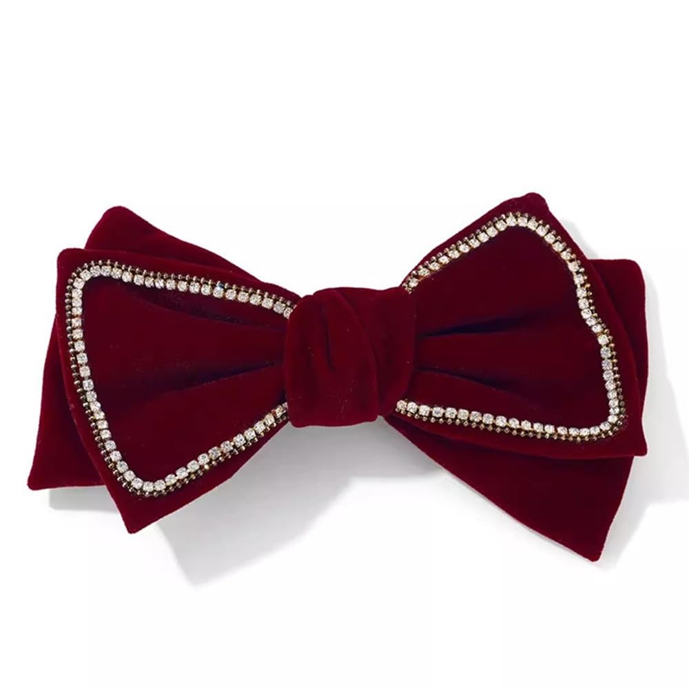 Pinzas Para El Cabello Con Lazo Para Mujer Pinzas for el pelo con lazo de terciopelo for mujer (Color : Red, Size : Free size)