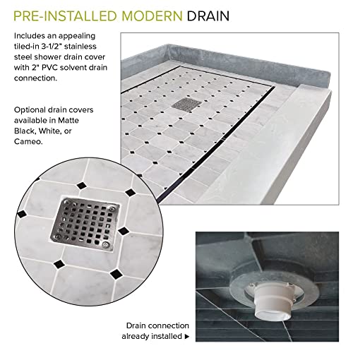 Transolid FPT6036R-SW 60-in x 36-in Pre-Tiled Shower Base with Right Hand Drain in White Square - Image 4