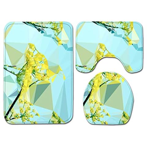 SHENYUAN Bath Mat Soft Non Slip Bathroom Rug 3 Piece Sets Including Bath Mat Pedestal Mat and Toilet Seat Cover,A Cover
