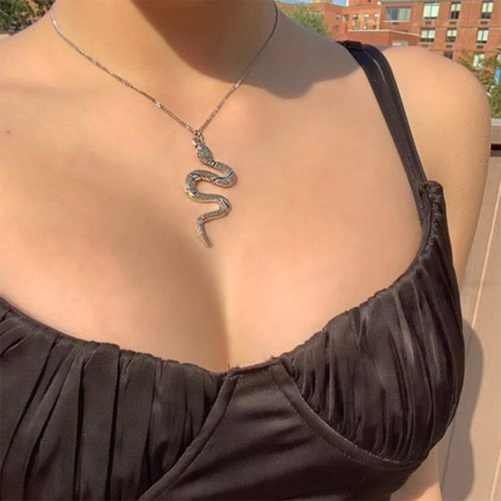 YERTTERDainty Tiny Chain Snake Pendant Long Chain Necklace Men Necklace Jewelry for Party Prom Vacation