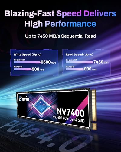 BIWIN Black Opal NV7400 M.2 PCIe Gen4 SSD 4TB - Lesegeschwindigkeit bis zu 7400 MB/s - Professionelle Interne Festplatte NVMe 2.0 - Gaming Speicher Kompatibel mit PC, Laptop & PS5