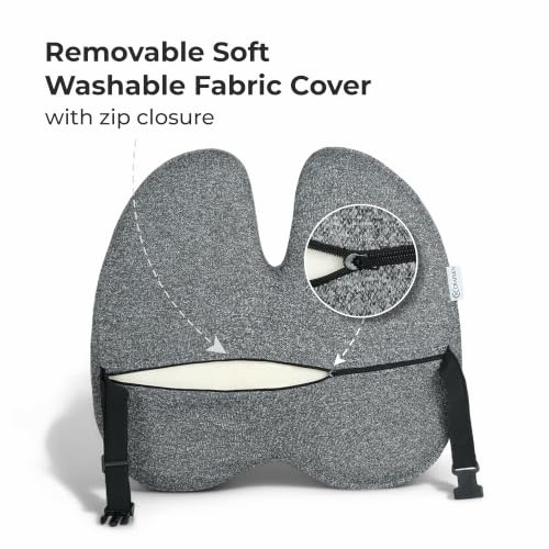 Image of Pro Back Support Cushion for Office Chair - Memory Foam Orthopedic Lumbar Support Backrest for Back Pain Relief, Posture Corrector Cushion with Soft Breathable & Removable Cover