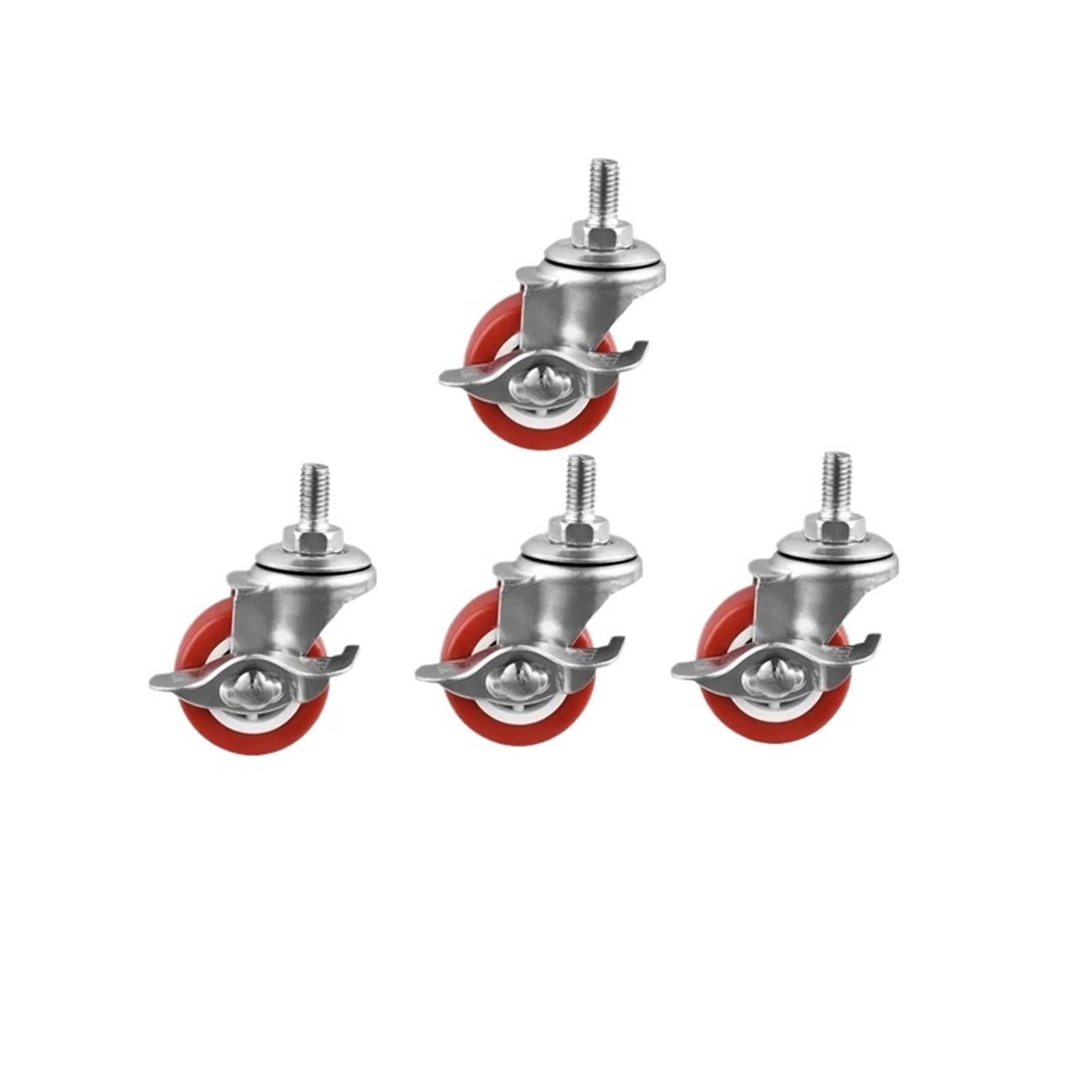 GBRJUYF 4 PCS 1.5" Swivel Caster Wheels with Brake M8 Thread Red38mm Silent Furniture Casters for Easy Mobility and Protection