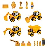 DeXop Construction Toy,Children's Construction Vehicles take Apart Toys,Excavator,Roller,Dump Truck,