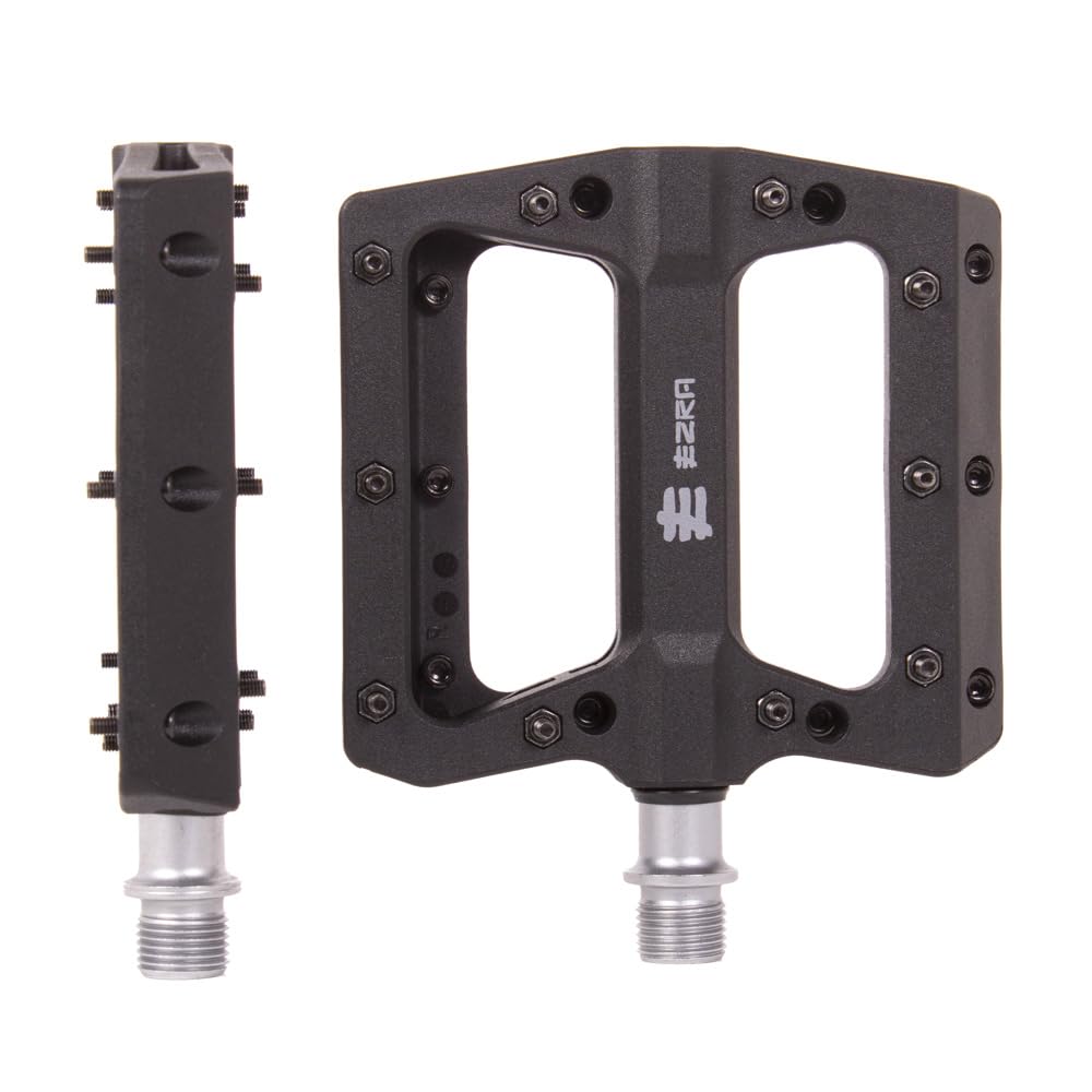 Eastern EZRA Flat Platform Pedals - 9/16" Durable & Lightweight Bike Pedals with Removable Metal Pins, Non-Slip Design for BMX & MTB (Black)