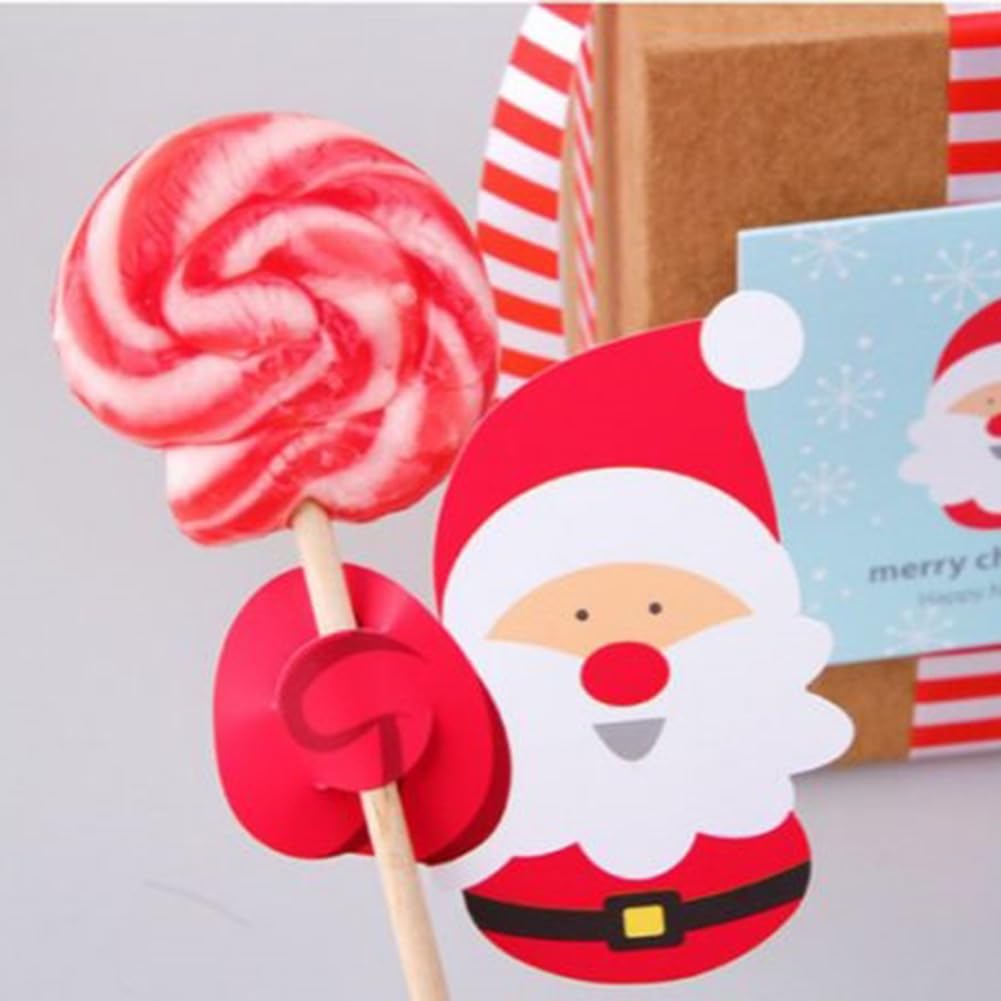 CRGANGZY Dibujos animados Papá Noel pingüino muñeco de nieve papel Candy Holder Festival Theme 50pcs Candy Lollipop decoración tarjetas niños dulces regalos paquete envoltura