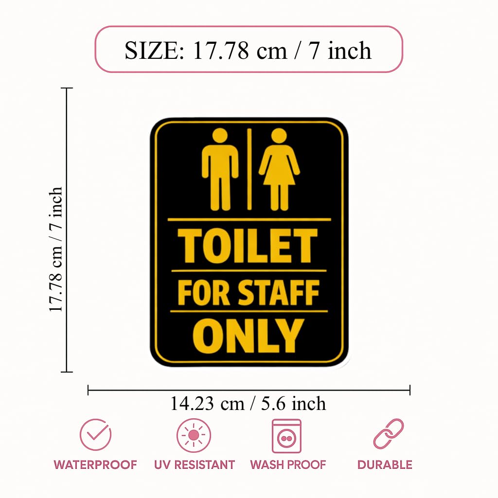 Toilet for Staff Only Sign, Waterproof UV Resistant Vinyl Door