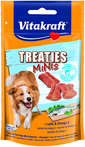 Vitakraft Treaties Minis Lachs&Omega 3 8X 48g & Hundesnack, Snack-Häppchen, Idealer Trainingssnack, Boony Bits, 6er Pack (6 x 55g)